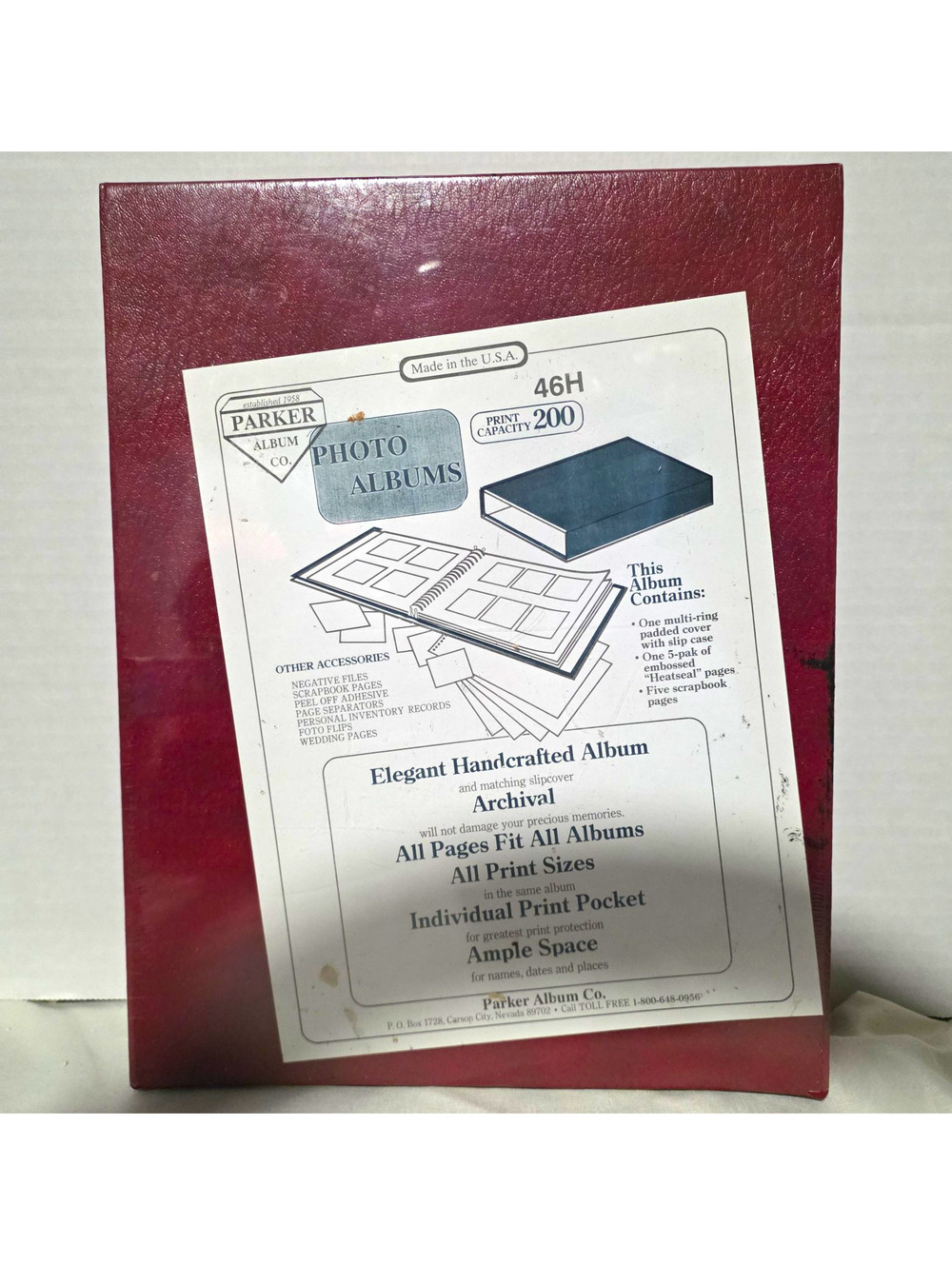 Vintage Parker Album Co 46H Photo Album 200 Prints Maroon Sealed USA Made